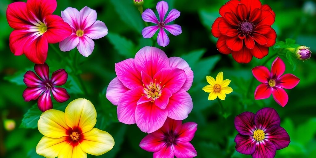 Ten beautiful flower varieties in vibrant colours.